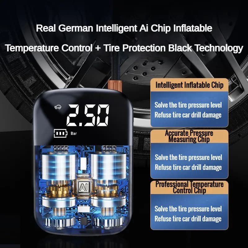 Kompaktowa sprężarka powietrza do opon 12V 150PSI 🛞